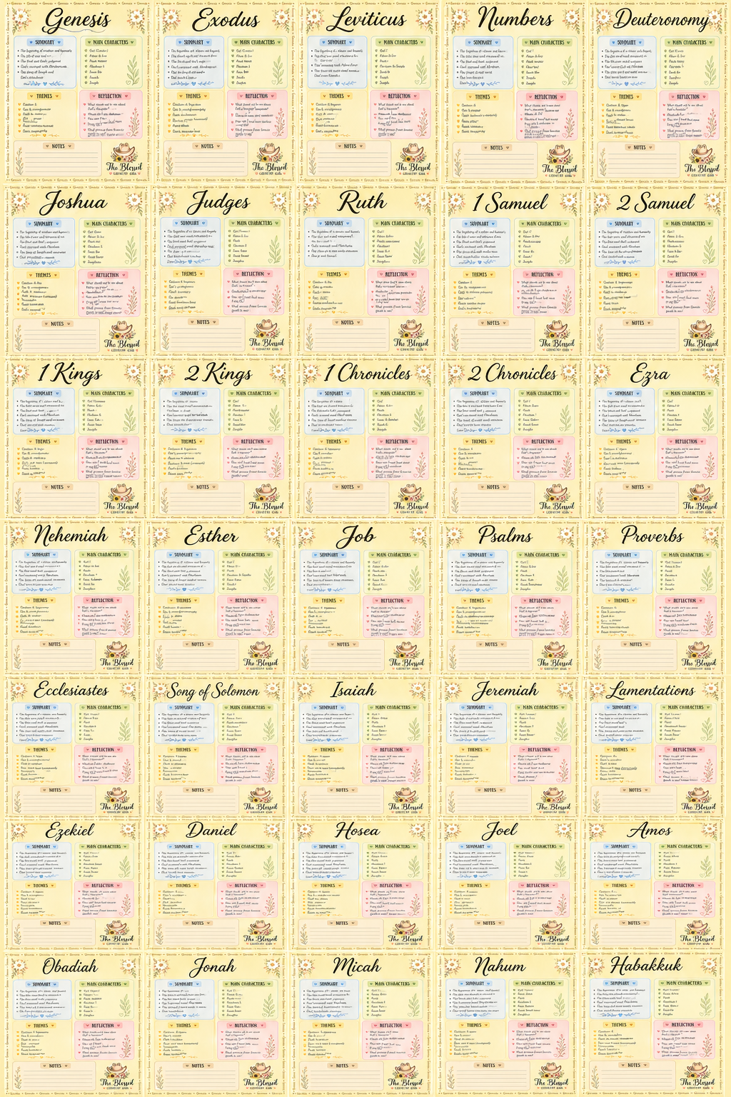 Bible Sheets for each chapter